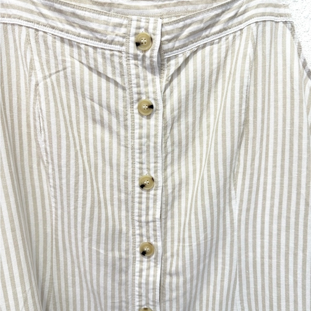 Liz Claiborne linen blend Cream Striped Midi Dress XL - Picture 5 of 7